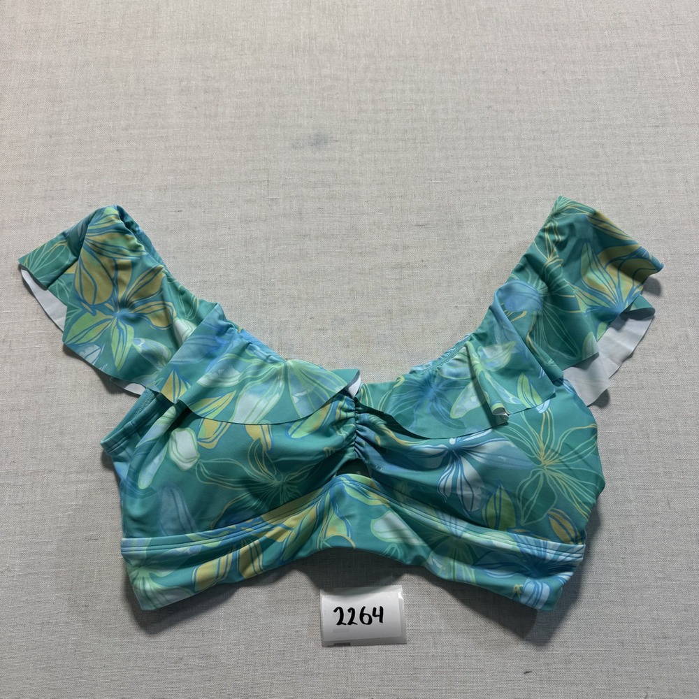 Cupshe Bikini Floral Top Women Sz 0X Green New With Tags